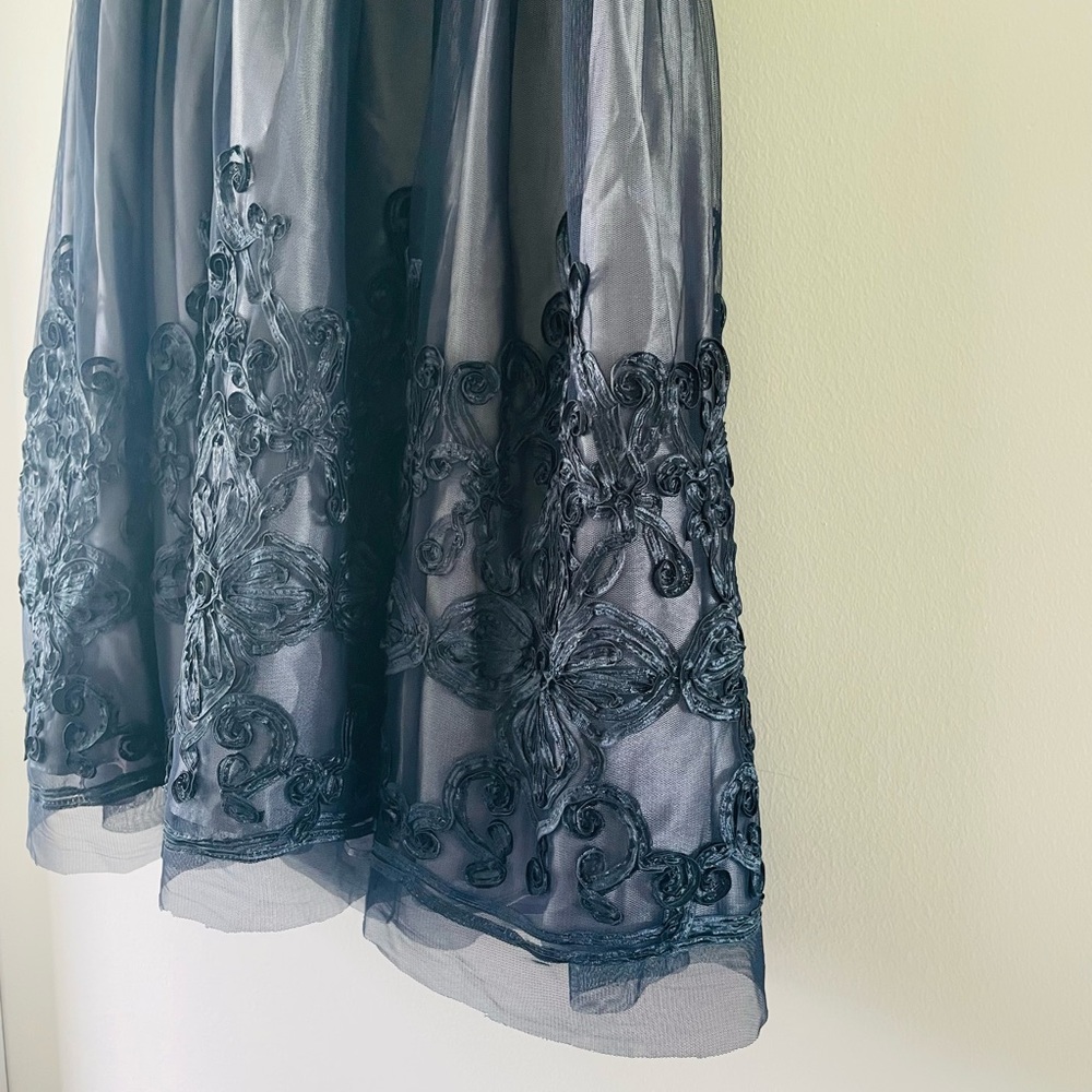 Deep Blue Ruffle Dress - Picture 3 of 7